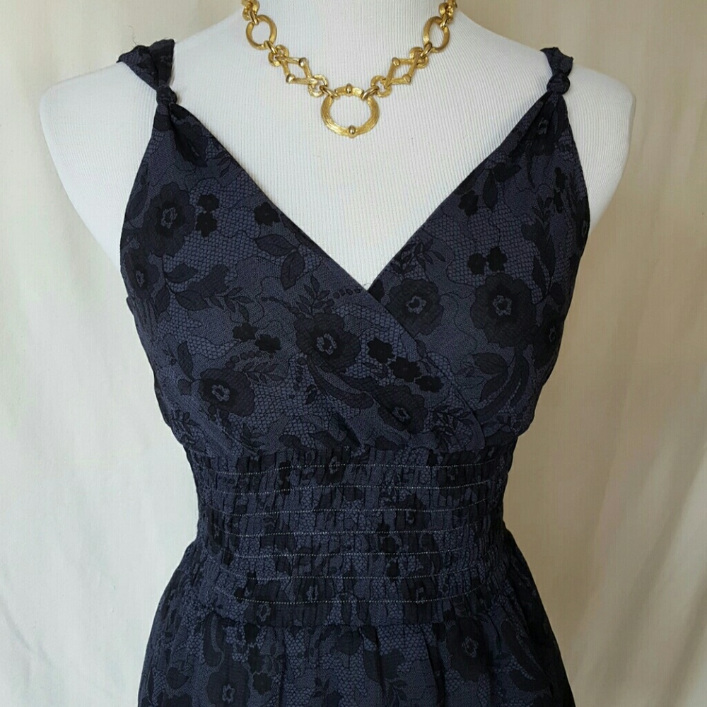 Express black plum silk floral lace top